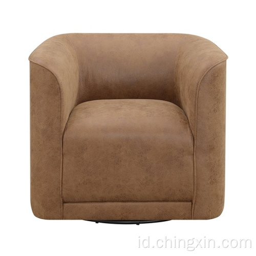 Round Barrel Chairs Putar Glider Dalam Kain Accent Kain Abu-abu